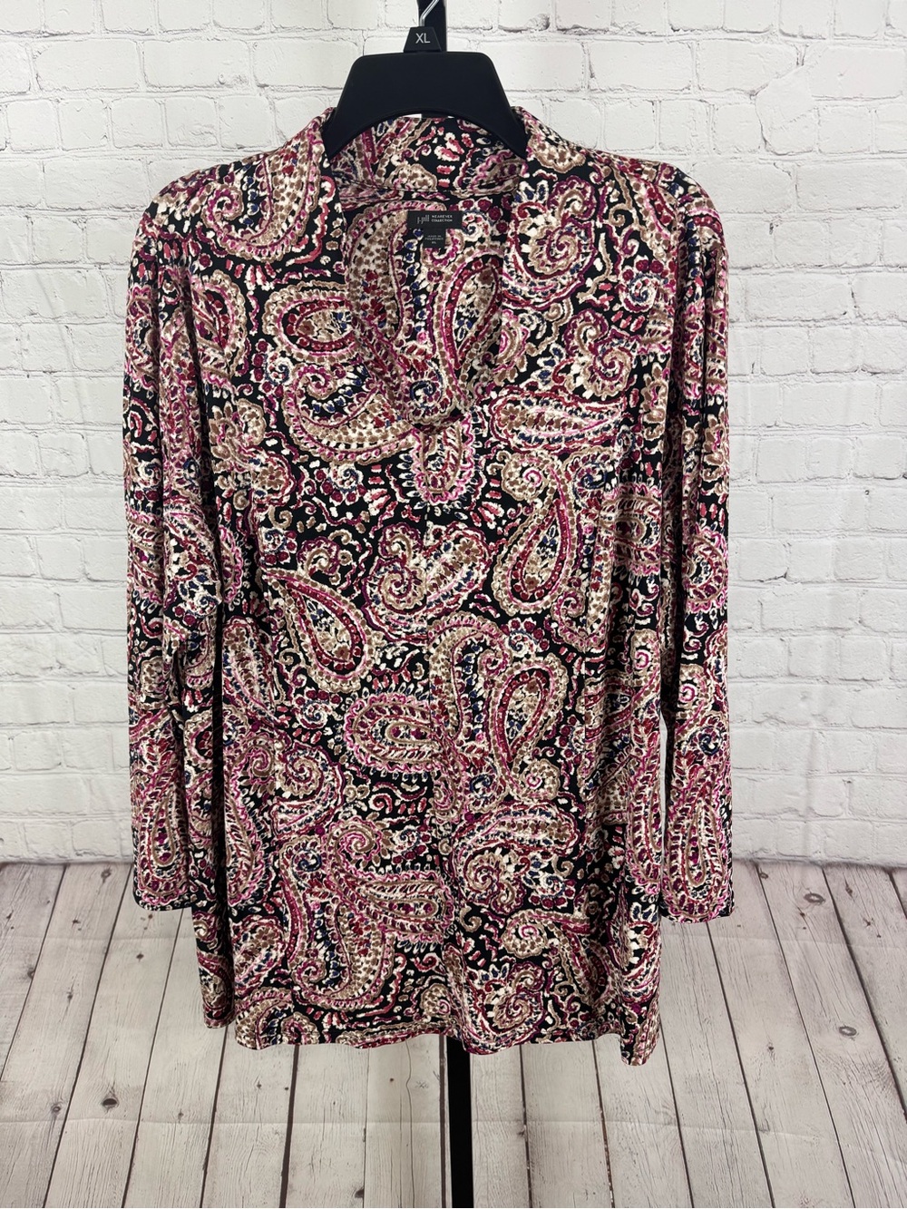 J. Jill Wearever Paisley Long Sleeve Tunic Blouse XL Top
